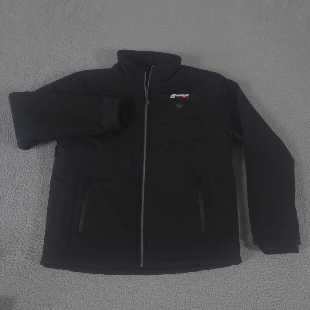 Venture Heat Jacket Mens Large Black Softshell Heated Full Zip Water Resistant